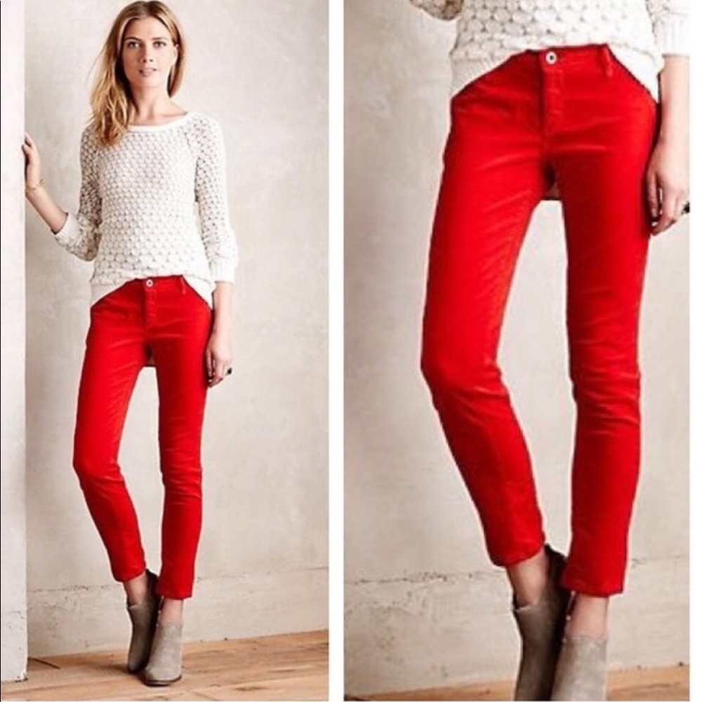 ADRIANO GOLDSCHMIED Stevie Red Corduroy Ankle pants Jeans 27